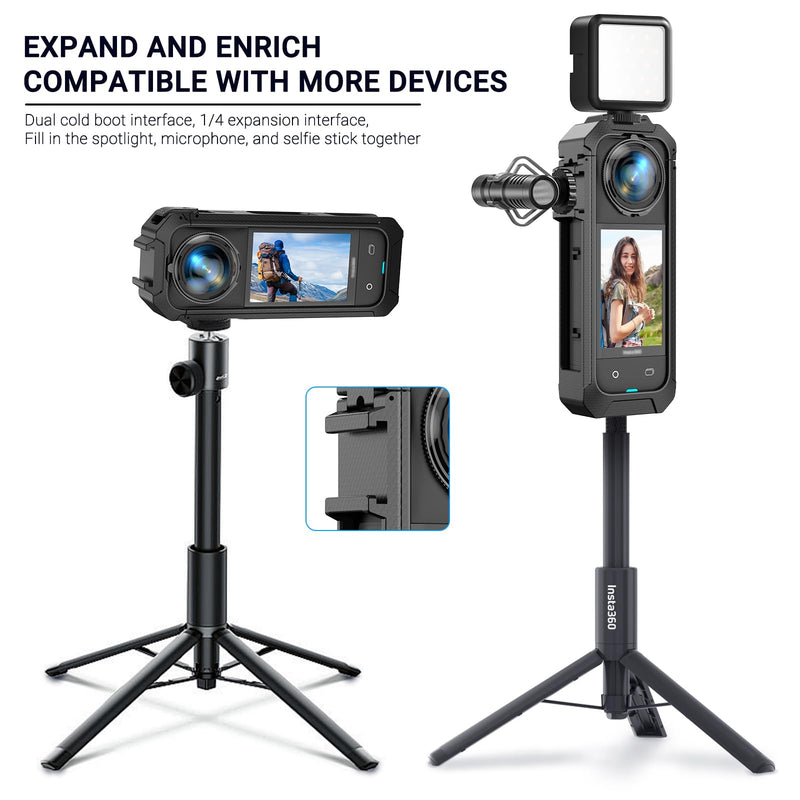 Frame Mounting Accessories for Insta360 One X5，PC Camera with 1/4 Cold Shoe Mount with Extra Adapter for Mic Flash Light