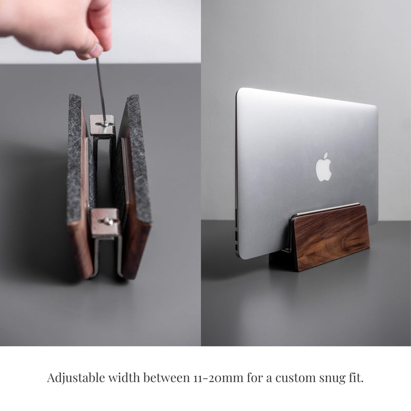 Raico Verical Laptop Stand MacBook Walnut Wood Dual Laptop Vertical Setup Holder Stand (Walnut Wood, Single Slot | Adjustable)