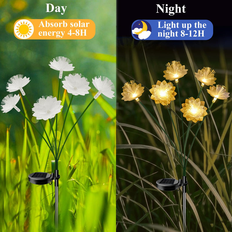 Solar Lights Outdoor Garden Decorative 4 Pack, Solar Flower Swaying Light for Outside, Yard, Patio, Pathway Decoration, Warm White