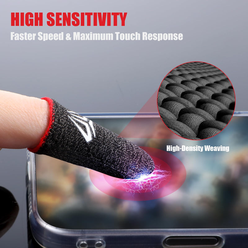 6 Packs Mobile Gaming Finger Sleeve Silver Fiber Anti Sweat Thumb Sleeve Thin Breathable Smooth Game Controller Finger Cover Phone Touchscreen Finger Protectors Accessories for Gamer