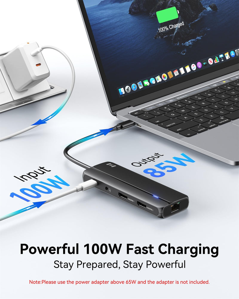 Selore Docking Station for MacBook Pro Air Windows,10 in 1 Dual HDMI Adapter for Mac Pro Air,USB C Hub for MacBook Docking Station Dual Monitor with 2 HDMI,Ethernet,PD,USB C,2 USB A,SD/TF for M1 M2 10 IN 1 MST Docking Station
