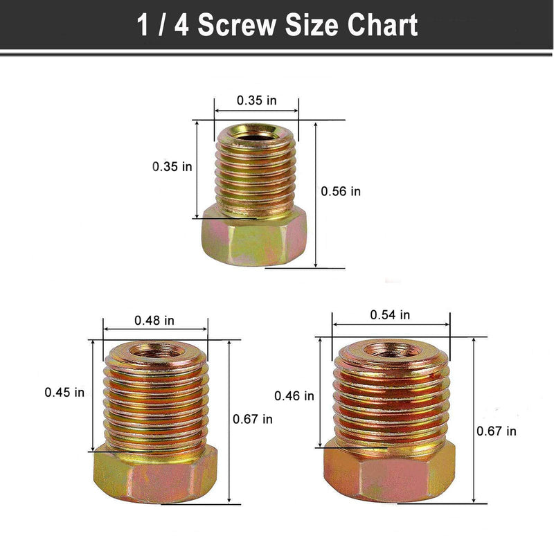 MuHize Brake Line Fitting Kit - 35 PCS Brake Line Nuts Assortment for Inverted Flares on 3/16" (19 Fittings) and 1/4" (16 Fittings) Brake Line Tube Gold