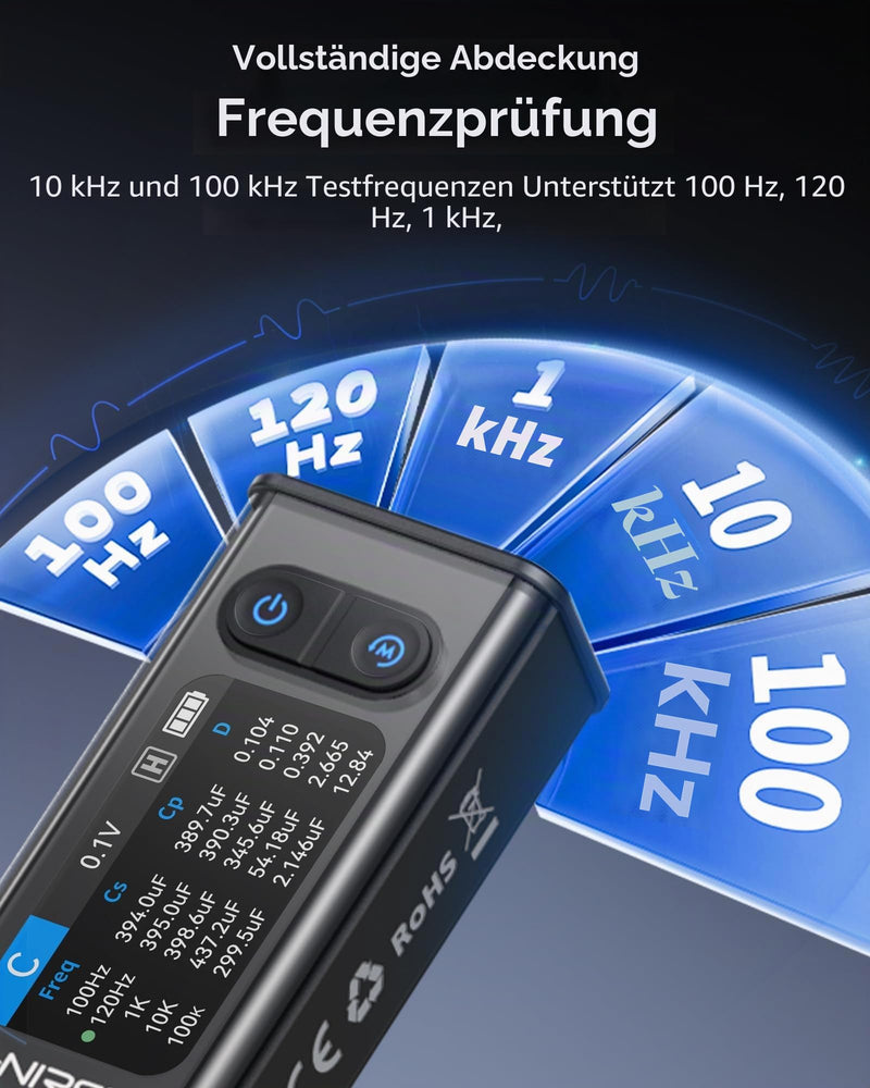 LCR Meter, 100 kHz LCR Meter with Tweezers, SMD Through-Through Component Tester, Automatic Sorting Comparison, Resistance, Inductance, Diode, Capacitor Tester, Full Band Scan LCR-ST2 ST2