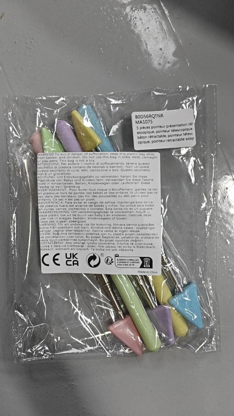 5Pcs Teacher Pointer Stick, Telescopic Adjustment School Supplies Pointer Stick for Classroom Triangle Pointers for Classroom, Suitable for School Teacher Supplies Retractable Stick(Macaron Colors)