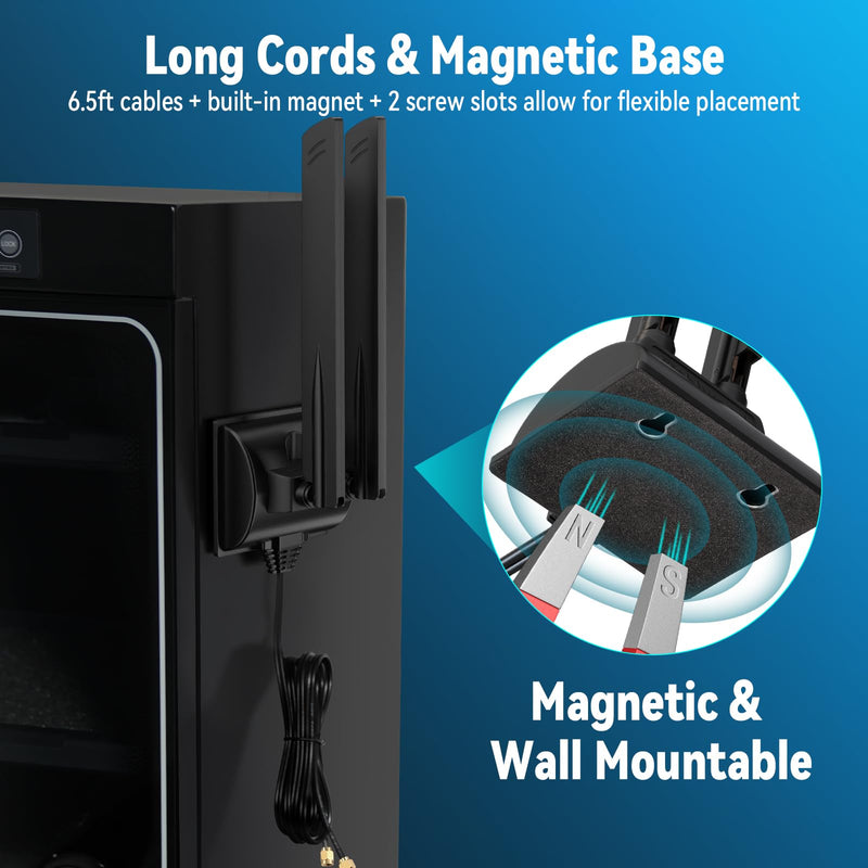 Eightwood WiFi 6E Antenna Tri-Band 6GHz 5GHz 2.4GHz RP-SMA WiFi Antenna Magnet Mount Base for PC Desktop Computer Motherboard WiFi Bluetooth Card Wireless Router RP-SMA WiFi 6E Antenna style 1