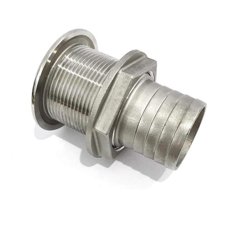 316 Stainless Steel Durable Combo Stainless Steel Thru-Hull Fitting w/Nut with Custom Gasket Boat Plumbing Fittings for Boats, Yachts, Marine 1IN I.D.