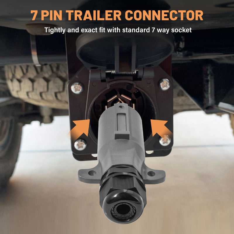 Oyviny RV 7 Pin Trailer Plug with IP68 Waterproof Seal, Detachable 7 Way Round RV-Style Trailer Side Connector 7 Point Trailer Wiring Plug