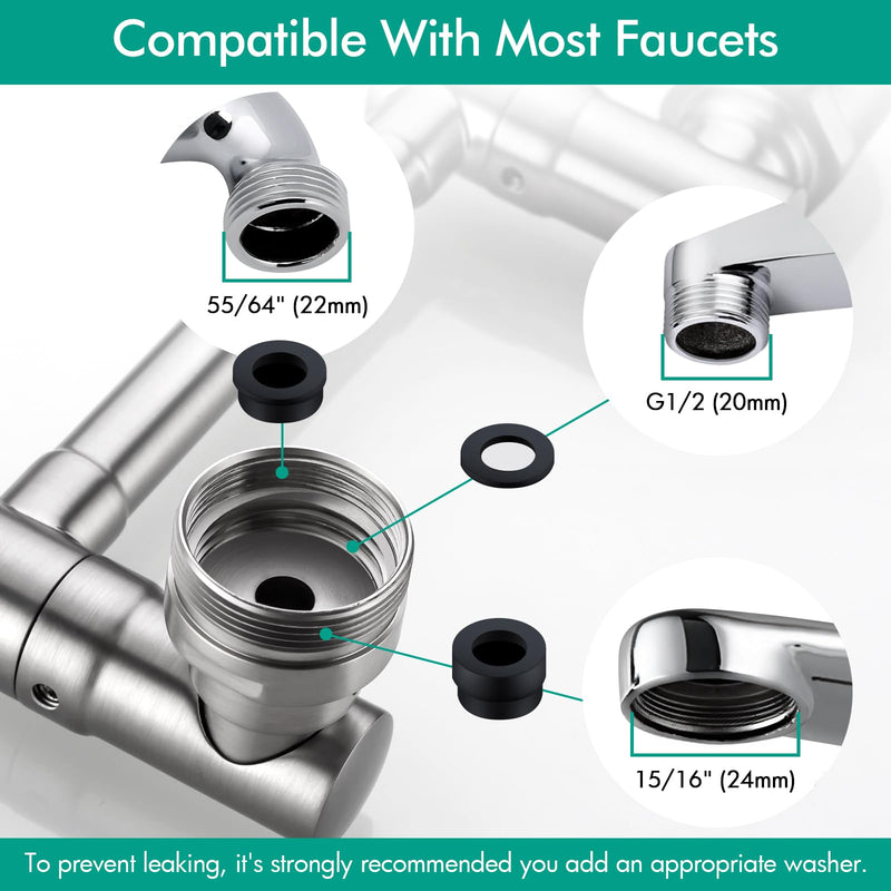 BAGNOLUX 1080° Swivel Faucet Extender for Kitchen Sink, 2 Modes Rotating Faucet Extension, Universal Splash Aerator Attachment Adapter for Bathroom Sink, Robotic Arm Water Nozzle, Brushed Nickel Brushed Nickel-2