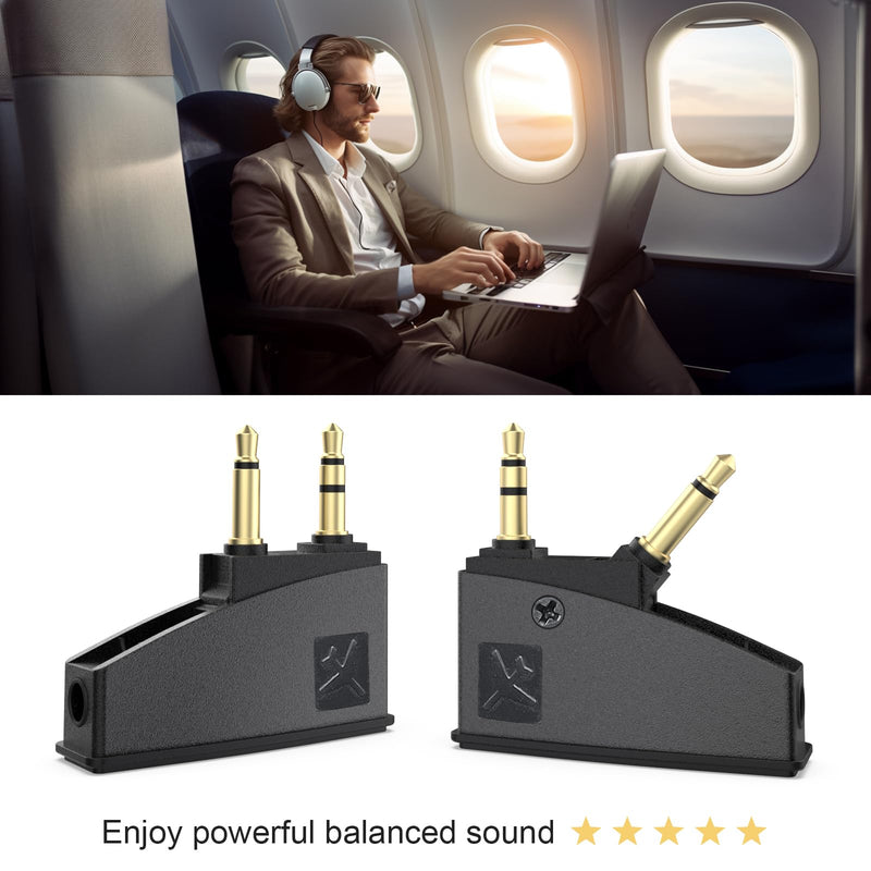 QC45 Airplane Headphone Adapter Compatible with Bose 700 QuietComfort 2 QC3 QC15 QC20 QC25 QC35 QC35ii NC700 SoundLink SoundLinkII AE2 AE2i AE2W Headphones, 3.5mm Gold-Plated Tip (2 Pack)