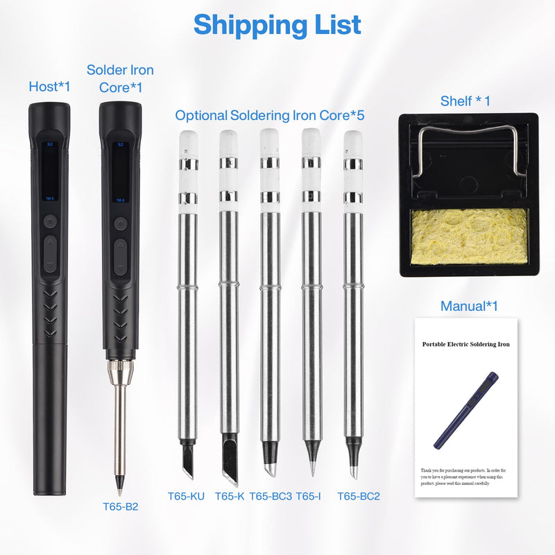 Soldering Iron Kit 90W Digital DC/PD Soldering Iron Kit Fast Heating 150-450°C | 6 soldering tips digital display automatic shut-off function. Suitable for repairing jewelry, mobile phones and others.
