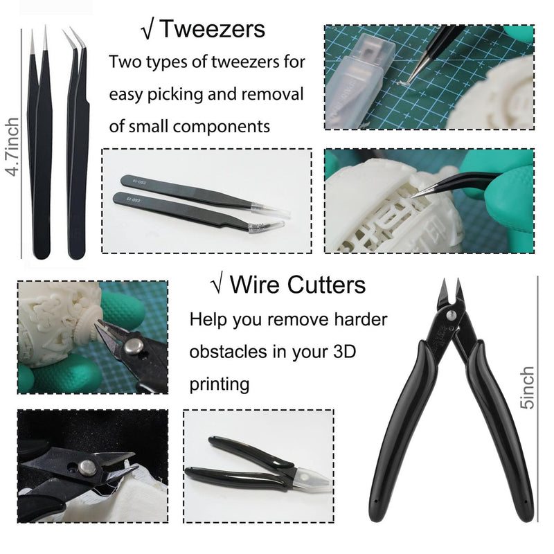 Precision 3D Printer Tool set with Deburring Tool, 3D Printer Spatula,Craft Knife,hand File,Carving Knife,Storage Box Suitable for Sanding, Carving, Modeling, Cutting, Scraping Deburring kit
