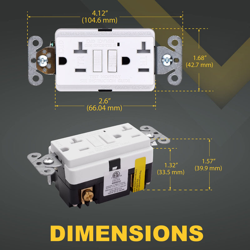 Non-Tamper-Resistant GFI Duplex Receptacles with LED Indicator, Self-Test Ground Fault Circuit Interrupter with Wall Plate, White 5 Pack