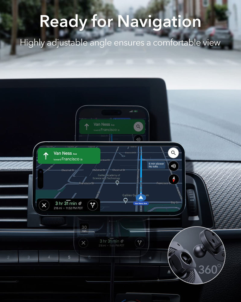 ESR for MagSafe Car Mount Charger with CryoBoost, Magnetic Wireless Car Charger, for MagSafe Car Charging, for iPhone 17/16/15/14/13/12, S25, Fast Phone Cooling Charging Set,36W QC 3.0 Adapter Upgraded Car Charger Set