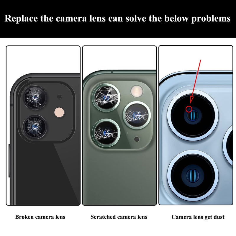 OEM Rear Camera Lens Glass Replacement with Adhesive Pre-Installed Compatible for iPhone 14 Pro / 14 Pro Max (3 Pieces/Set) with Repair Tools and Installation Manual iPhone 14 Pro/iPhone 14 Pro Max