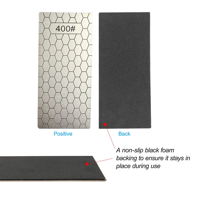 HWTONG Pack of 4 400/600/1000/1200 diamond whetstones, for kitchen appliances and outdoor use, silver