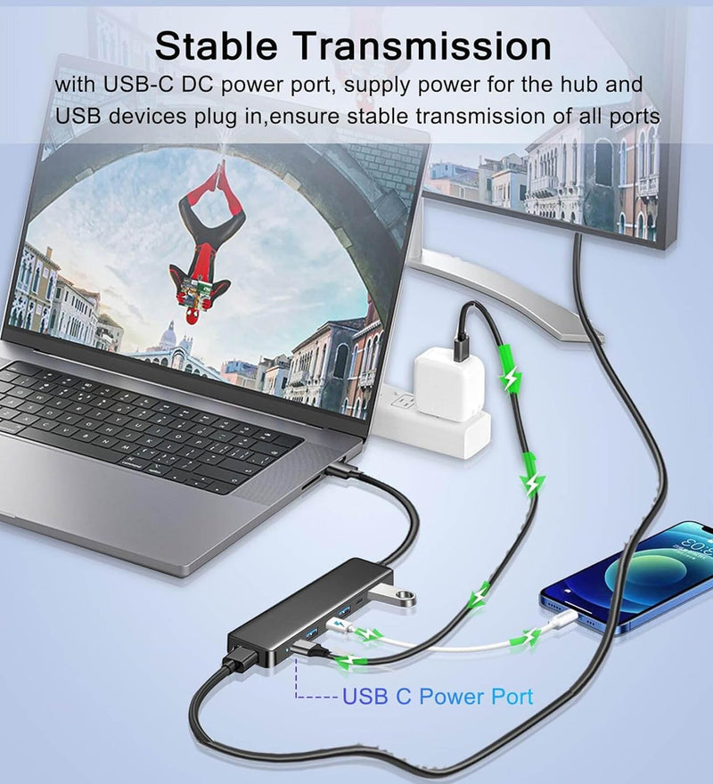 VIENON USB 3.0 to HDMI Adapter (7-in-1), USB 3.0 Hub with HDMI 1080P, USB C Data & Power Ports, Docking Station for Monitor, PC, Laptop, Desktop Support Windows 7/8/10 & Mac OS