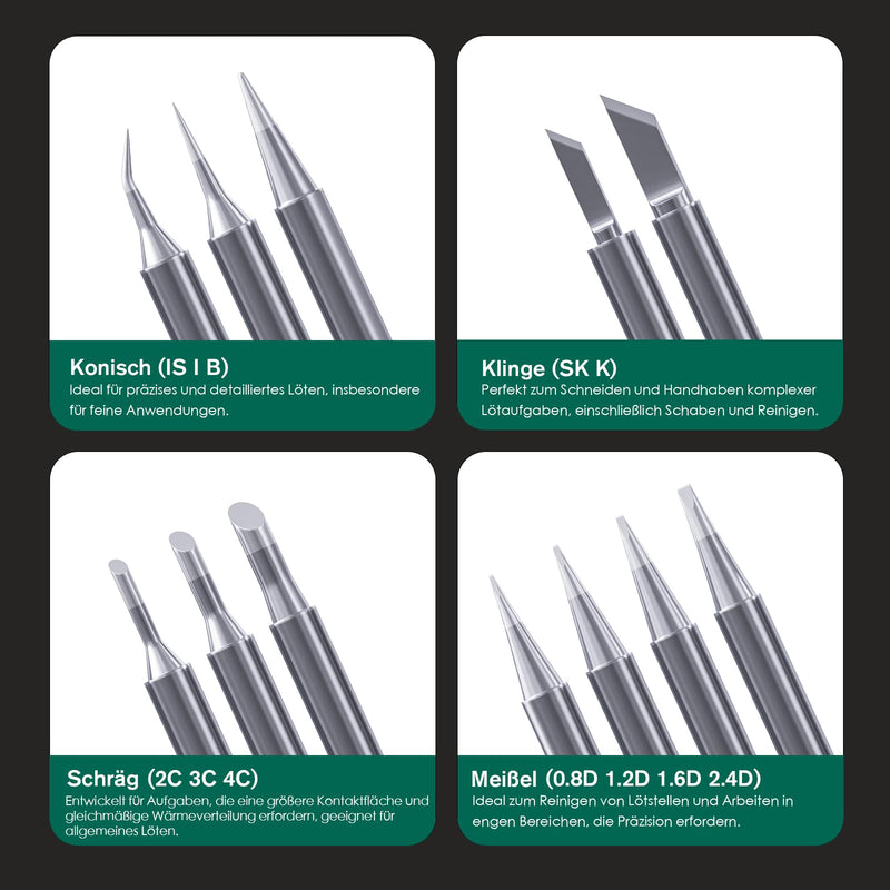 HANGLIFE 900M Soldering Tips (Pack of 12) Soldering Iron Tips - Replacement Soldering Tips for Soldering Stations, Welding Devices & Accessories | Compatible with Hakko, Yihua, Atten & More Kit 1