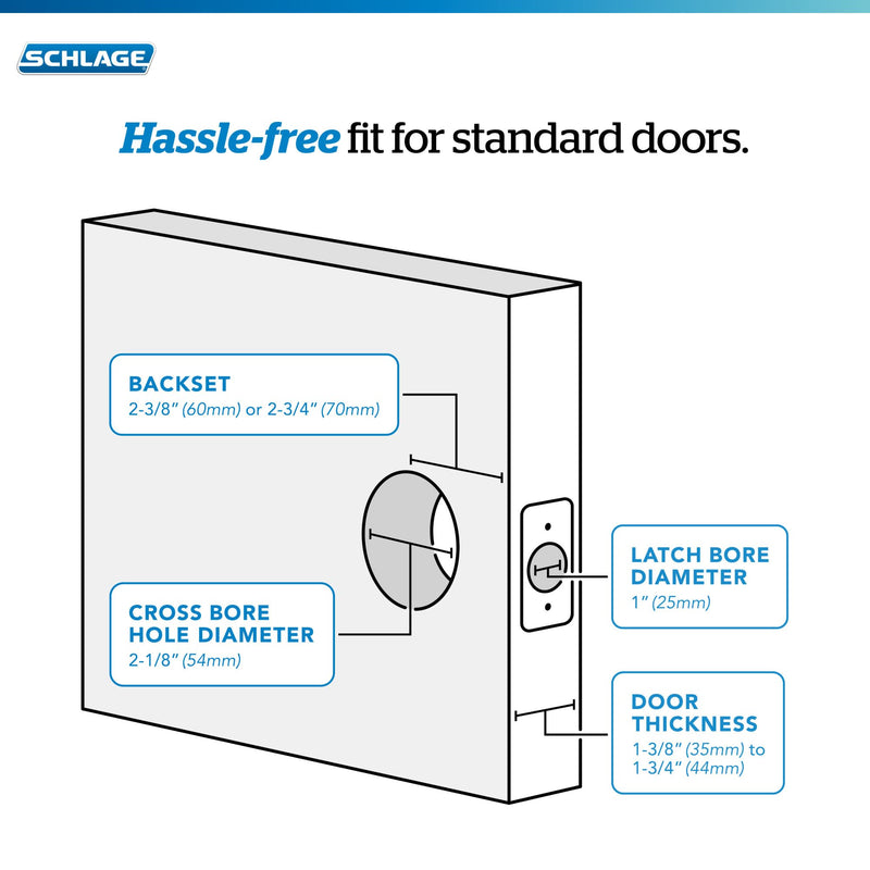 Schlage F51 V LAT 622 Latitude Door Lever, Keyed Entry Lock, Matte Black Standard
