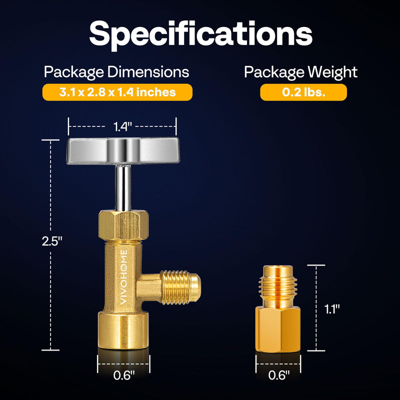 VIVOHOME R134a Can Tap Valve Puncture Style, Refrigerant Dispenser with Tank Adapter for 1/4" and 1/2" AC Charging Hoses for Refilling Automotive Air Conditioning Systems R134a Puncture