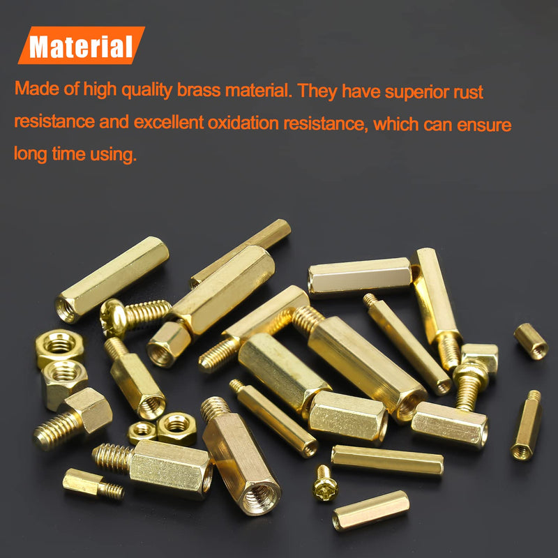 HELIFOUNER 422 Pieces M2 M3 M4 Male Female Hex Brass Spacers Standoffs Screws Nuts Assortment Kit, Threaded Pillar for Printed Circuit Board Motherboard M2 M3 M4 Brass Standoff Set