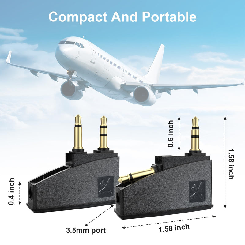 QC45 Airplane Headphone Adapter Compatible with Bose 700 QuietComfort 2 QC3 QC15 QC20 QC25 QC35 QC35ii NC700 SoundLink SoundLinkII AE2 AE2i AE2W Headphones, 3.5mm Gold-Plated Tip (2 Pack)