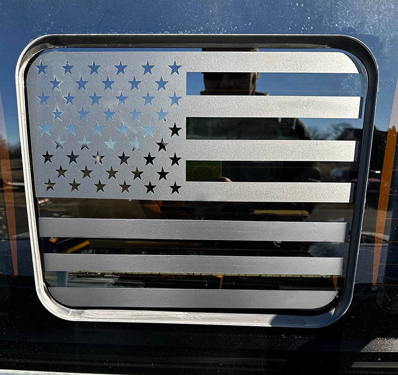 for Ford F150 F250 F350 2015-2023, Rear Middle Window American Flag Decals, Matte Black USA Flag Decal for Truck Back Window, for Ford Raptor 2015-2023 Accessories