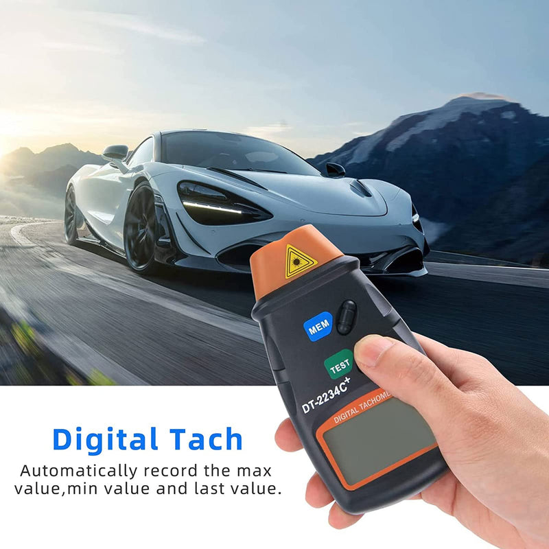 PNGOS Professional Digital Tachometer Chainsaw Non-Contact Tachometer Laser Tachometer Digital Tachometer Measuring Range 2.5RPM ~ 99,999RPM