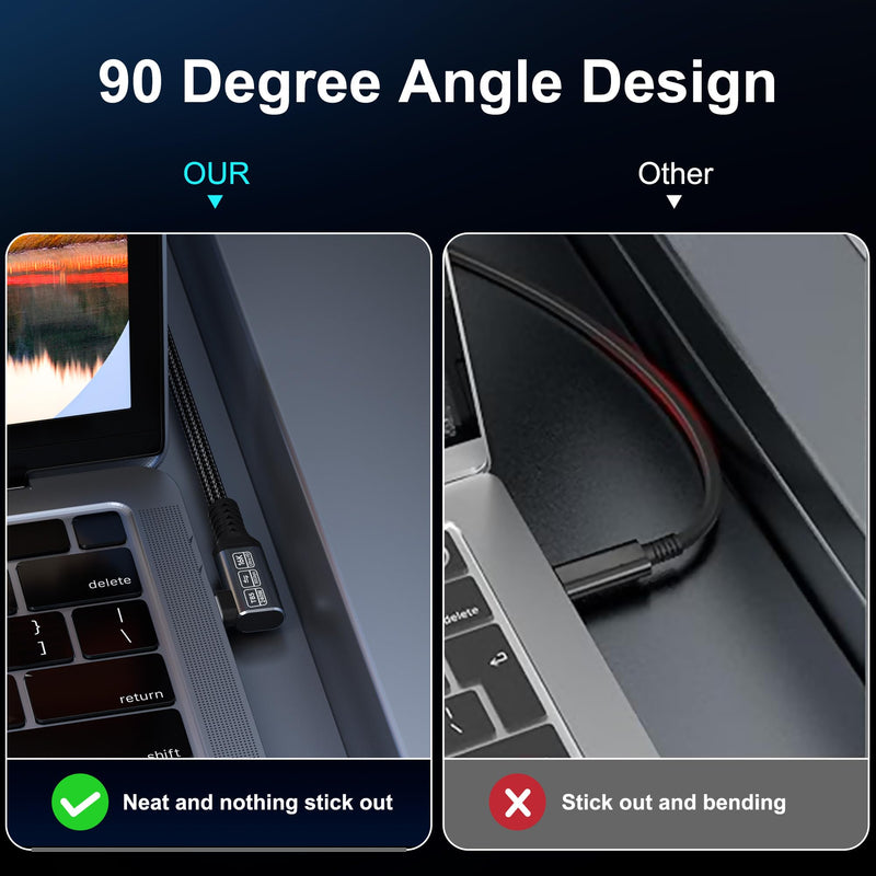 240w 80gbps USB c Cable Compatible with Thunderbolt 5 Cable Right Angle 6.6ft, 90 Degree USB C Cable, 8K/16k 60Hz usbc Monitor Cable for Thunderbolt 4,USB c Video 6.6 ft