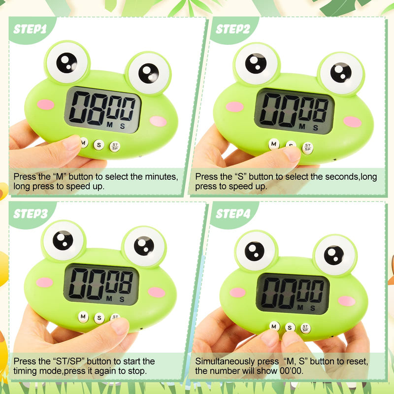 8 Pcs Cute Animal Kitchen Timer Digital Countdown Classroom Timer Magnetic Cartoon Decorative with LCD Large Visual Screen for Kitchen Cooking Classroom Whiteboard, 8 Styles