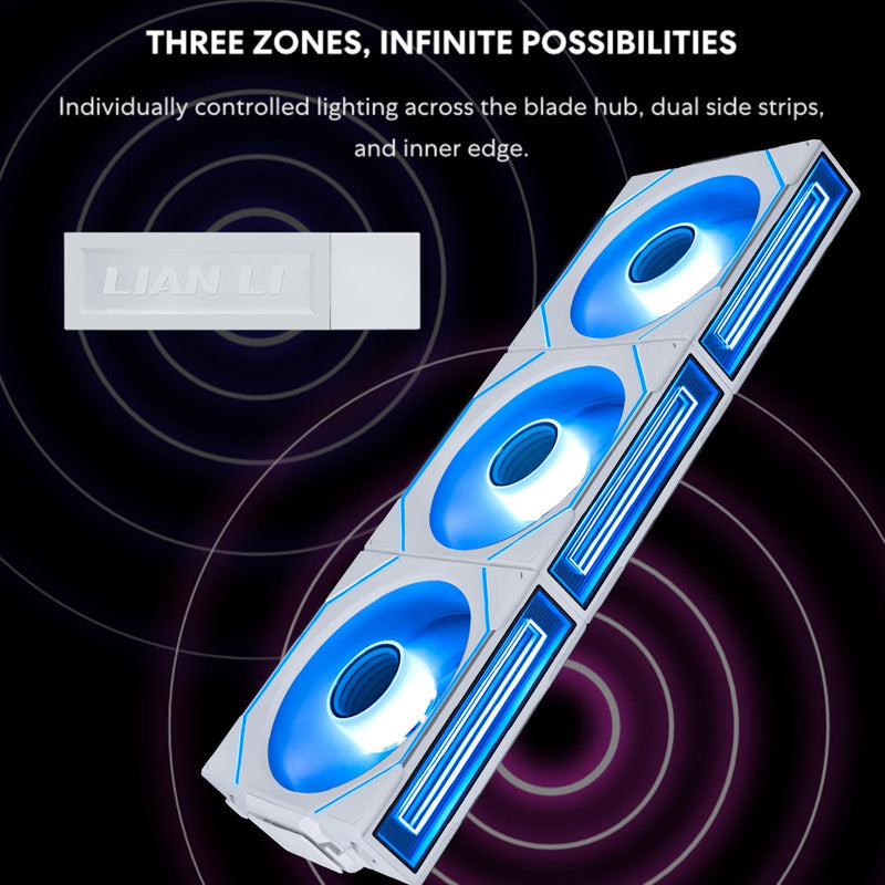 Lian Li UNI Fan SL-Infinity Wireless 120-Single Pack -2.4 GHz Wireless Signal Control-ARGB Fan-Customizable Double Infinity Mirror Effect-Daisy-Chain Design- Without Controller - White (12SLIN1W1W) Normal Blade 1 x 120mm, White