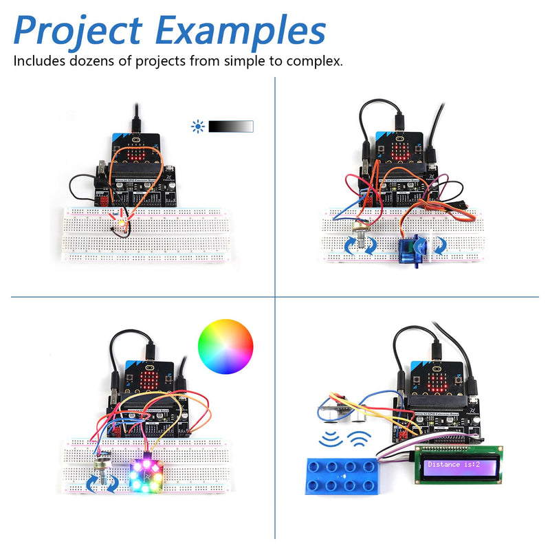 Freenove Ultimate Starter Kit for BBC Micro:bit (Not Included, Works with V1 & V2), 316-Page Detailed Tutorial, 224 Items, 44 Projects, Blocks and Python Code Without micro:bit