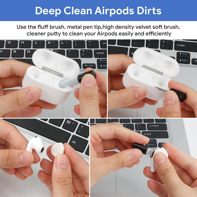 iPhone Cleaning Kit iPhone Cleaner,12 in 1 Port Cleaner Repair & Restore Tool for AirPod iPhone 15 14 13 12 11 Pro Max/X/XS/XR 7 8 Plus iPad Samsung Galaxy Lightning and USB C Charging Port, Cables Black