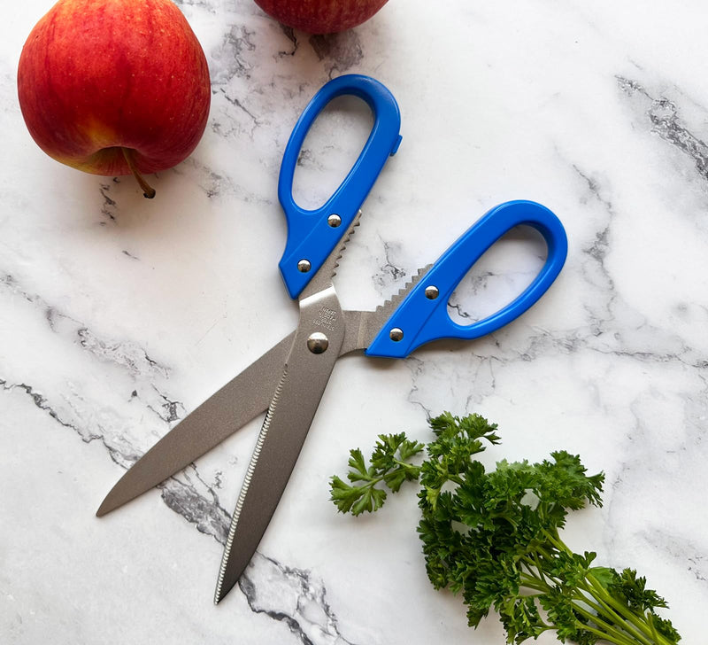 Multipurpose Kitchen Shears Heavy Duty Japan Tanaka Scissors Diamond Cut Stainless Steel 타나카 방산시장 강주은 주방가위 깡스가위 (Blue) Blue