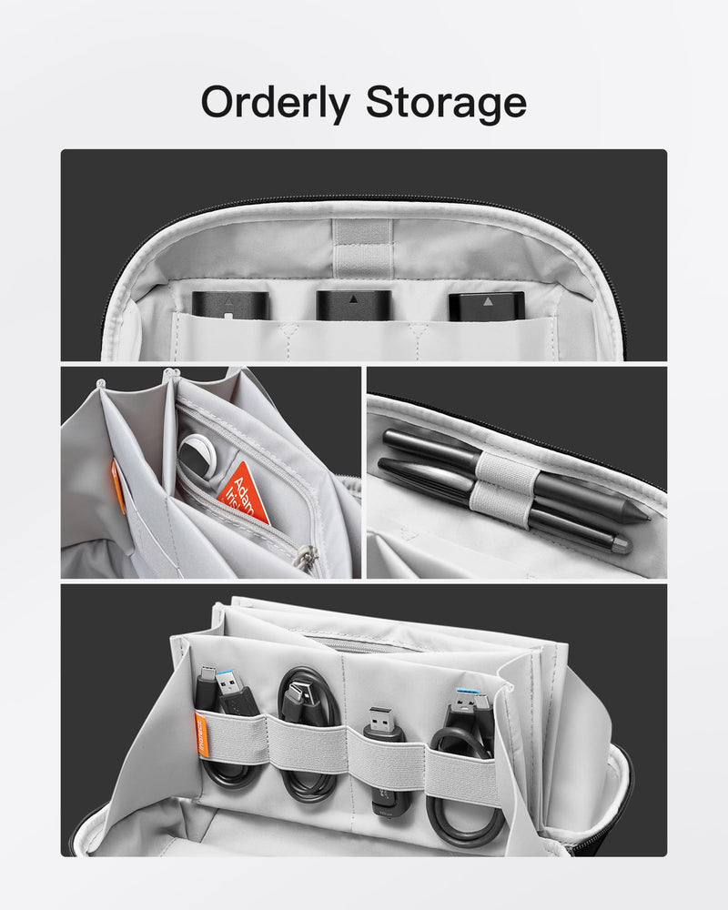 Inateck Electronics Organizer Travel Case, Waterproof Tech Pouch, Travel Organizer Bag Pouch, Electronic Accessories Carry Case, Tech Organizer for Cable, Cord, Charger, Phone, Travel Friendly, Gray Large
