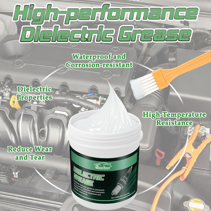 5 oz Dielectric Grease for Electrical Connectors, Silicone Grease with A Brush, Silicone Paste for Automotive, Spark Plug, O Rings, Marine, Insulation Protection, Waterproof & Heat Resistant