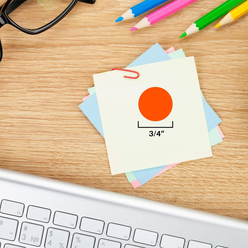 ChromaLabel 0.75 Inch Round Label Removable Color Code Dot Stickers, 1000 Labels per Dispenser Box, Fluorescent Red-Orange