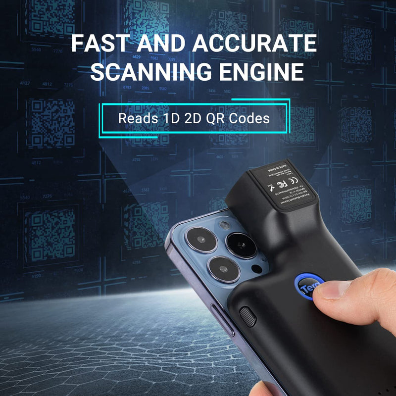 Tera Wireless 1D 2D QR Barcode Scanner Portable Back Clip 3 in 1 2.4GHz Wireless & USB Wired & Compatible with Bluetooth Mini Pocket Bar Code Reader for Smartphones Android Mac OS Windows 0013 Black