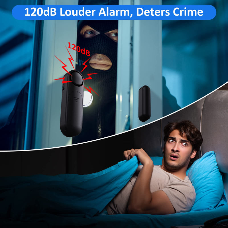 Door Alarm When Opened (2 Pack), 120dB Door and Window Open Sensor for Home Security/Kid Safety/Pool Safety, Sliding Front Door Opening Sensor Alert for Garage/Apartment/Business Office Entry,Black