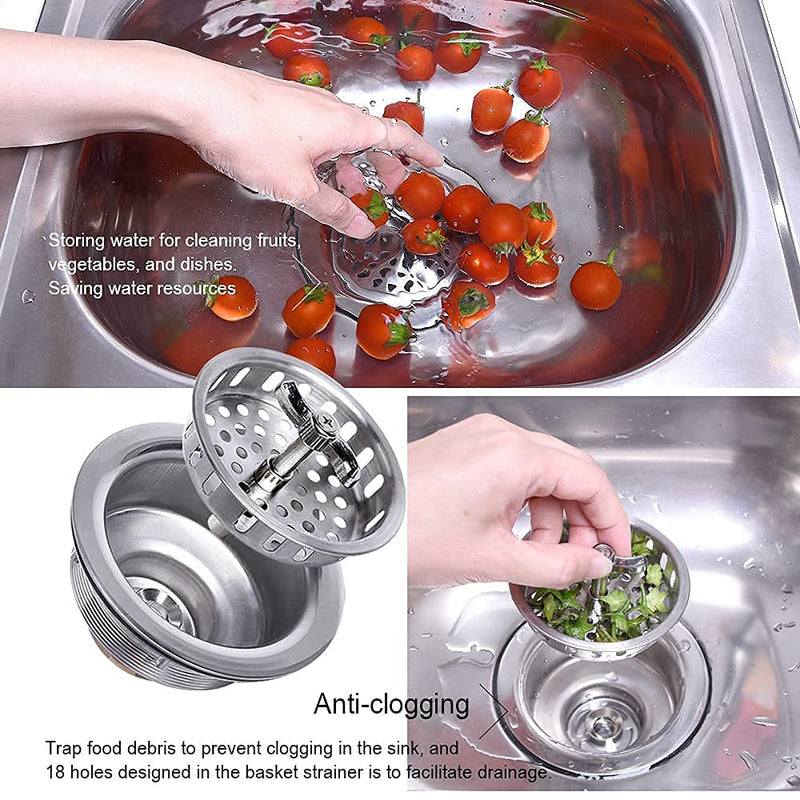 304 Stainless Steel Kitchen Sink Twist Lock Basket Drain Assembly W/Brass Nuts-VARNAHOME Twist lock Kitchen Drain