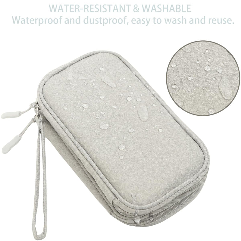 Travel Organizer Pouch Electronic Accessories Carry Case Portable Waterproof Double Layers Storage Bag for Cable, Cord, Charger, Phone, Power Bank, Earphone, Hard Drive (Light Grey, Large) Light Grey