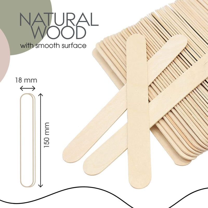 Medrull wooden mouth depressors 1.8 cm x 15 cm, pack of 100, non-sterile for external use, wooden spatulas for applying ointments or waxes, craft sticks, wooden ice cream sticks for baking, 100 pieces (pack of 1)