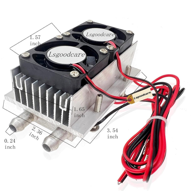 Lsgoodcare 12V Thermoelectric Peltier Cooling System with Heatsink, TEC1-12706 2 Chip Peltier Semiconductor Cooling Kit, DIY Mini Air Conditioner and Refrigerator + Water Cooling Hose | Lsgoodcare TEC1-12706 Peltier-Halbleiter-Kühlsystem-Bausatz, DIY-M...