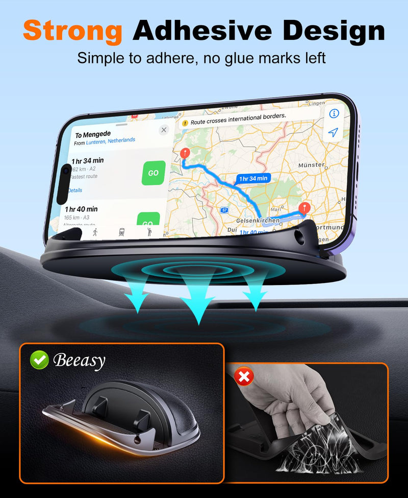 Beeasy Car Phone Holder, Dashboard Phone Holder for Car Anti-Slip Silicone Car Pad Phone Mount, Hands Free Phone Stand Compatible with iPhone, Samsung, Android Smartphones, GPS Navigation Devices