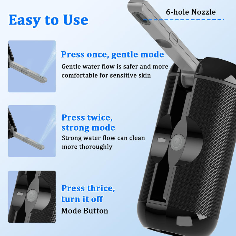 Portable Bidet for Travel, JUTIMER USB-C Rechargeable Electric Travel Bidet Sprayer, Waterproof High Pressure Handheld Bidets for Personal Hygiene Cleaning,Black Black