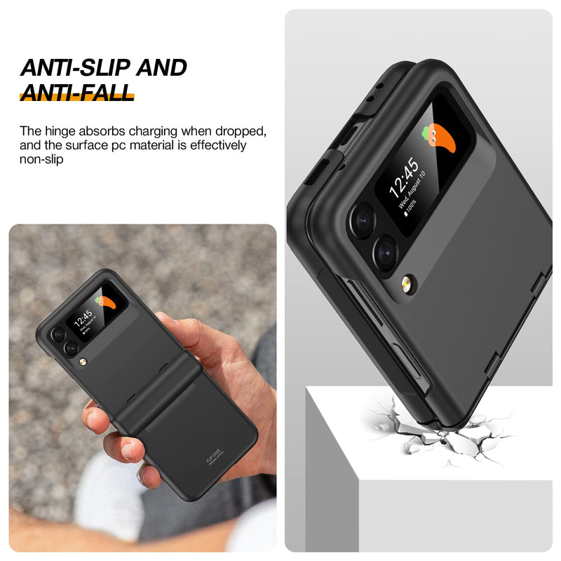 Vizvera for Samsung Galaxy Z Flip 4 Case with Hinge Protection, Flip z 4 Slim Case All-Inclusive Shockproof Volume Key Protection Wireless Charging for Galaxy Z Flip 4 5G(2022)-Matte Black Matte Black