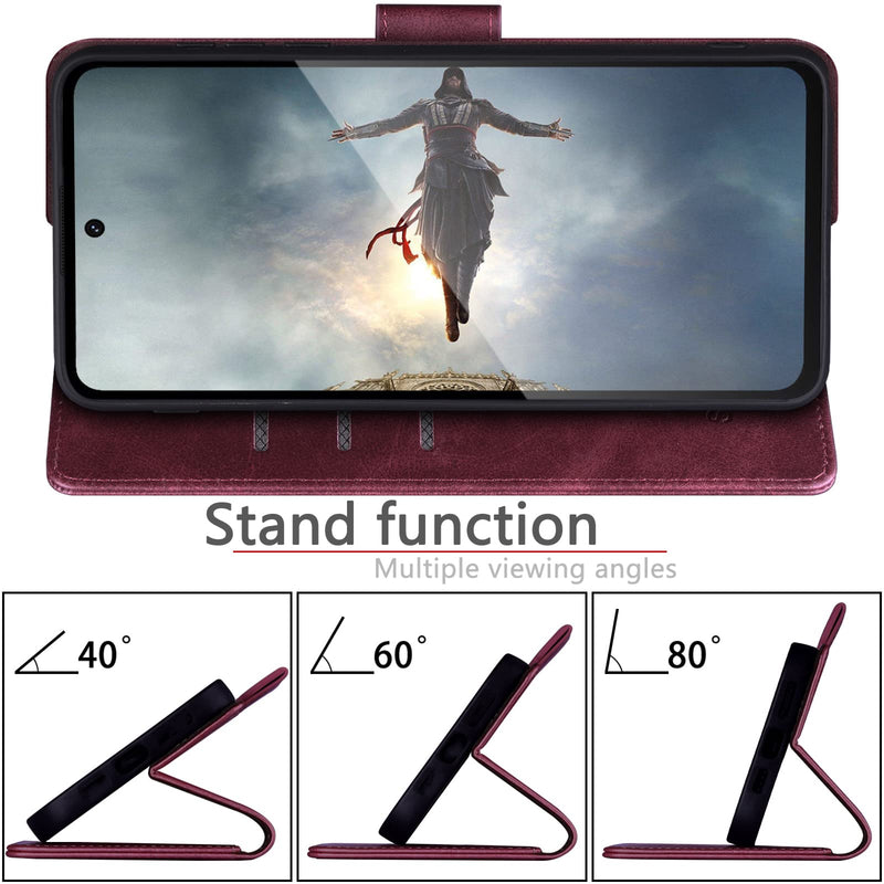 SUANPOT for Google Pixel 8A Wallet case with RFID Blocking Credit Card Holder,Flip Book PU Leather Protective Cover Women Men for Pixel 8A Phone case Wine Red