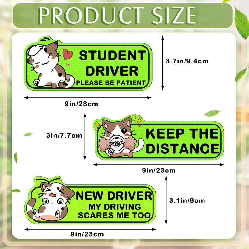 3 Pcs Student Driver Car Magnet Large, 9 Inch New Driver Magnet for Car, Reflective Student Driver Sticker, Reusable Car Bumper Sticker, Please Be Patient Keep Distance Safety Sign