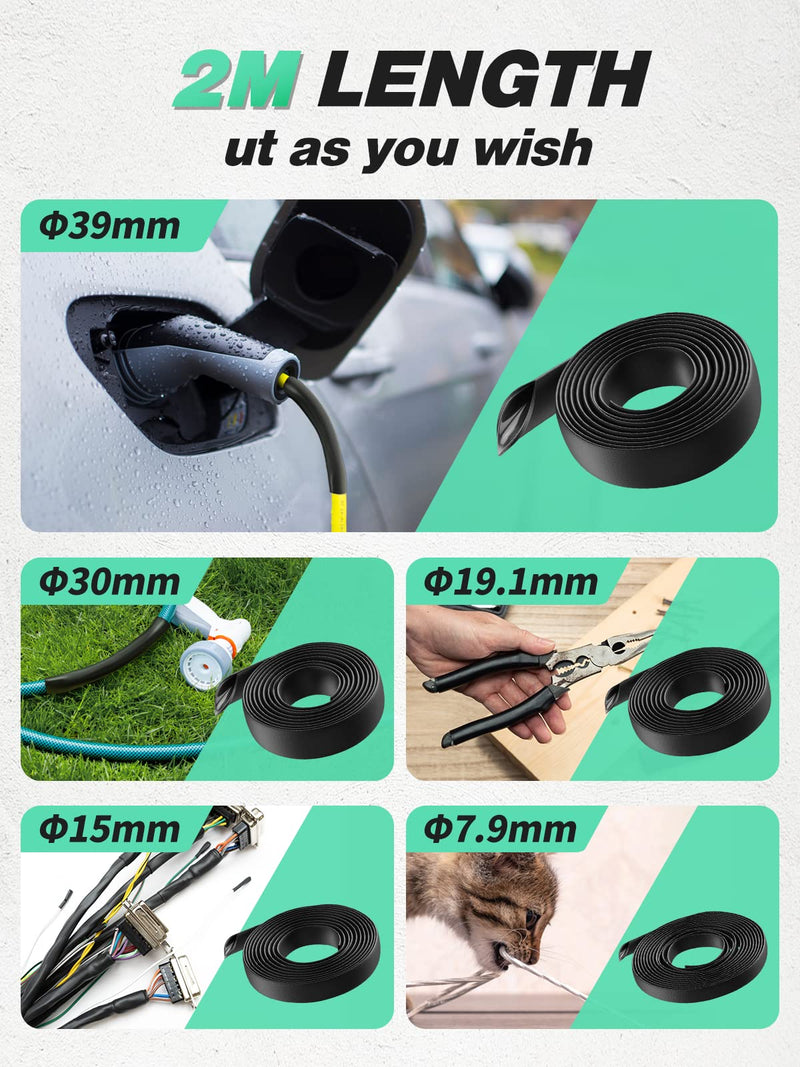 3:1 heat shrink tubing Ø7.9mm & 2m length, heat shrink tubing sold by the meter, waterproof, insulating tape, and cable connecting heat shrink tubing, 5 diameter options (black) Ø7.9mm & 2m