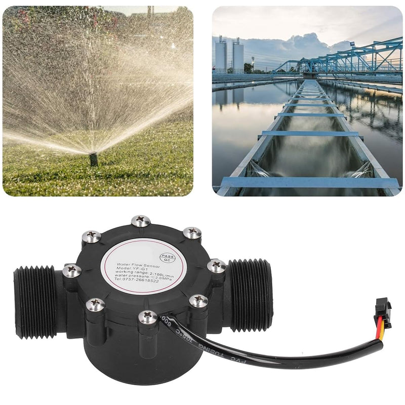 Water Flow Sensor, Fluid Measurement Hall Meter Flow Meter G 1 Inch Male Thread DC 3.5-24 V 2-100 L/min for Swimming Pool