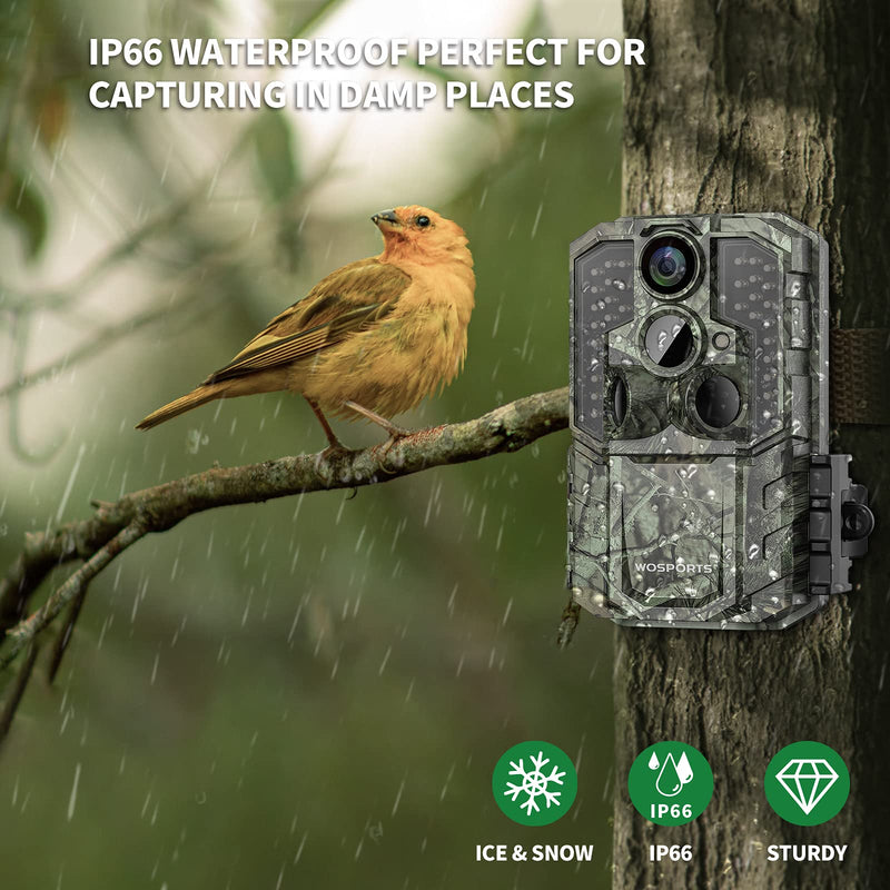 WOSPORTS Trail Camera,48MP 4K 0.2S Trigger Motion Activated,Game Hunting Camera with Night Vision IP66 Waterproof 2.0''LCD 120°Wide Camera Lens for Outdoor Scouting Wildlife Monitoring Home Security Light Green